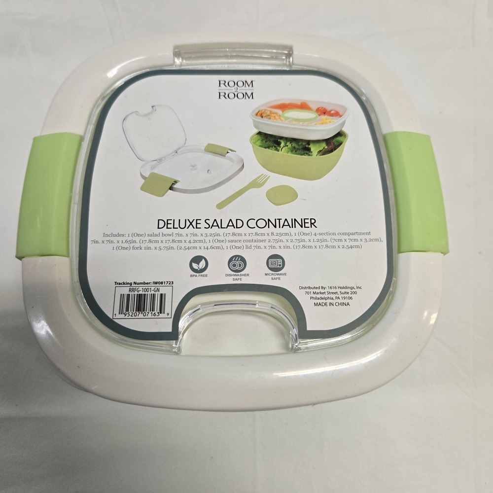 Room 2 Room Deluxe Salad Container Lunch Box w/ Compartments & Fork – BPA Free